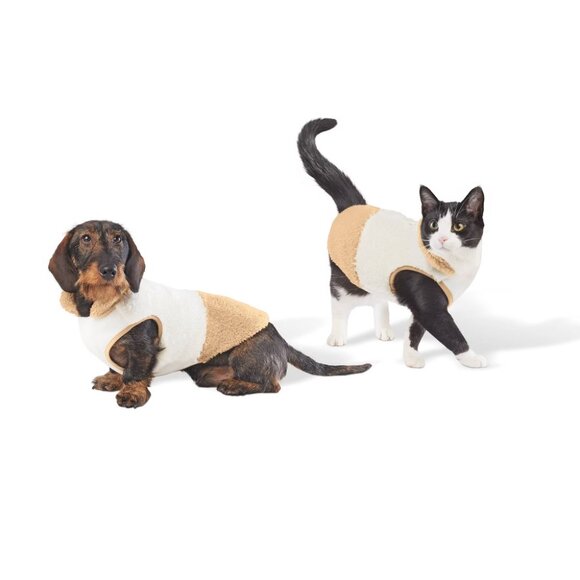 NEW Faux Shearling Neutral Dog Vest - Boots & Barkley™ Small Up to 20 Pounds - Picture 1 of 10